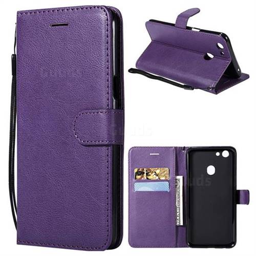 Retro Greek Classic Smooth PU Leather Wallet Phone Case for Oppo F5 - Purple