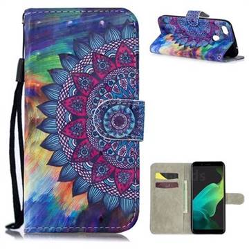 Oil Painting Mandala 3D Painted Leather Wallet Phone Case for Oppo F5