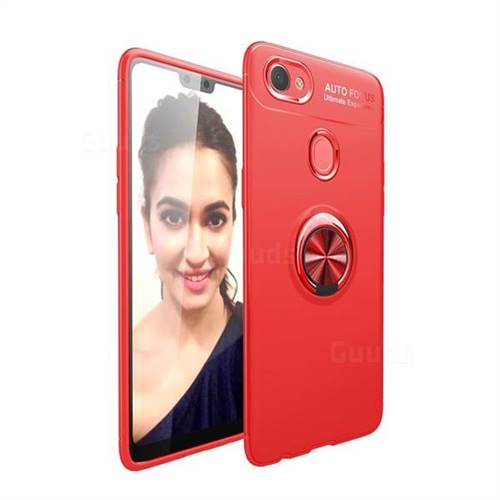 Auto Focus Invisible Ring Holder Soft Phone Case for Oppo F7 - Red