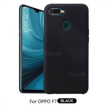 Howmak Slim Liquid Silicone Rubber Shockproof Phone Case Cover for Oppo F7 - Black