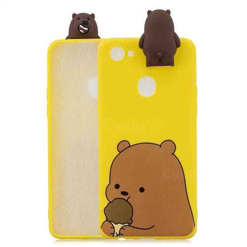 Brown Bear Soft 3D Climbing Doll Stand Soft Case for Oppo F7