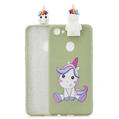 Cute Unicorn Soft 3D Climbing Doll Stand Soft Case for Oppo F7