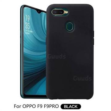 Howmak Slim Liquid Silicone Rubber Shockproof Phone Case Cover for Oppo F9 (F9 Pro) - Black
