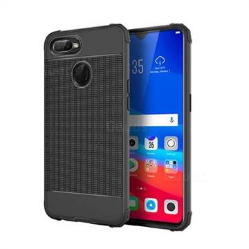 Luxury Shockproof Rubik Cube Texture Silicone TPU Back Cover for Oppo F9 (F9 Pro) - Black