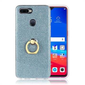 Luxury Soft TPU Glitter Back Ring Cover with 360 Rotate Finger Holder Buckle for Oppo F9 (F9 Pro) - Blue