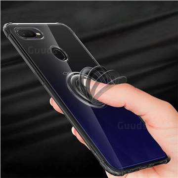 Anti-fall Invisible Press Bounce Ring Holder Phone Cover for Oppo F9 (F9 Pro) - Elegant Black