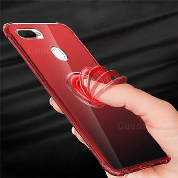 Anti-fall Invisible Press Bounce Ring Holder Phone Cover for Oppo F9 (F9 Pro) - Noble Red