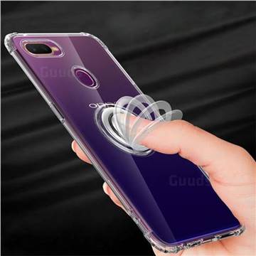 Anti-fall Invisible Press Bounce Ring Holder Phone Cover for Oppo F9 (F9 Pro) - Transparent
