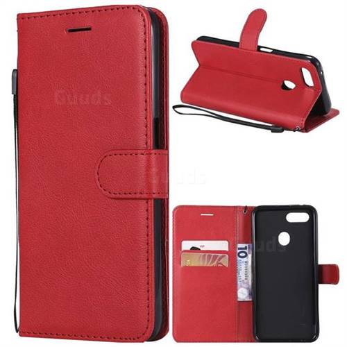 Retro Greek Classic Smooth PU Leather Wallet Phone Case for Oppo F9 (F9 Pro) - Red