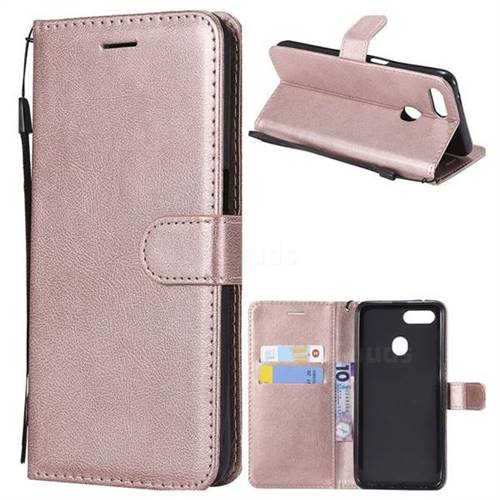 Retro Greek Classic Smooth PU Leather Wallet Phone Case for Oppo F9 (F9 Pro) - Rose Gold