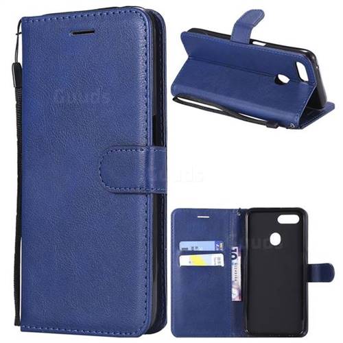 Retro Greek Classic Smooth PU Leather Wallet Phone Case for Oppo F9 (F9 Pro) - Blue