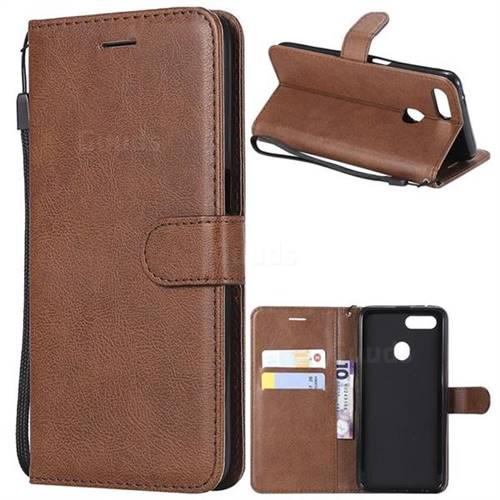 Retro Greek Classic Smooth PU Leather Wallet Phone Case for Oppo F9 (F9 Pro) - Brown