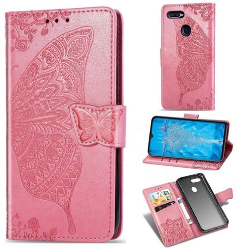Embossing Mandala Flower Butterfly Leather Wallet Case for Oppo F9 (F9 Pro) - Pink