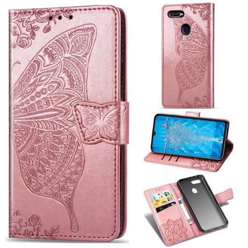 Embossing Mandala Flower Butterfly Leather Wallet Case for Oppo F9 (F9 Pro) - Rose Gold