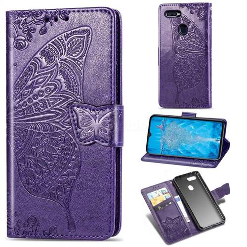 Embossing Mandala Flower Butterfly Leather Wallet Case for Oppo F9 (F9 Pro) - Dark Purple