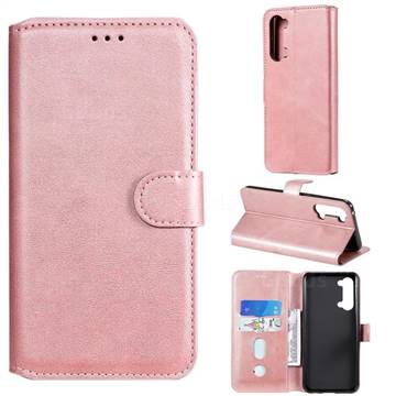 Retro Calf Matte Leather Wallet Phone Case for Oppo Find X2 Lite - Pink