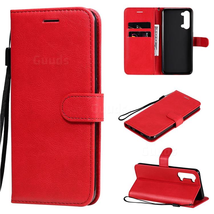 Retro Greek Classic Smooth PU Leather Wallet Phone Case for Oppo Find X2 Lite - Red