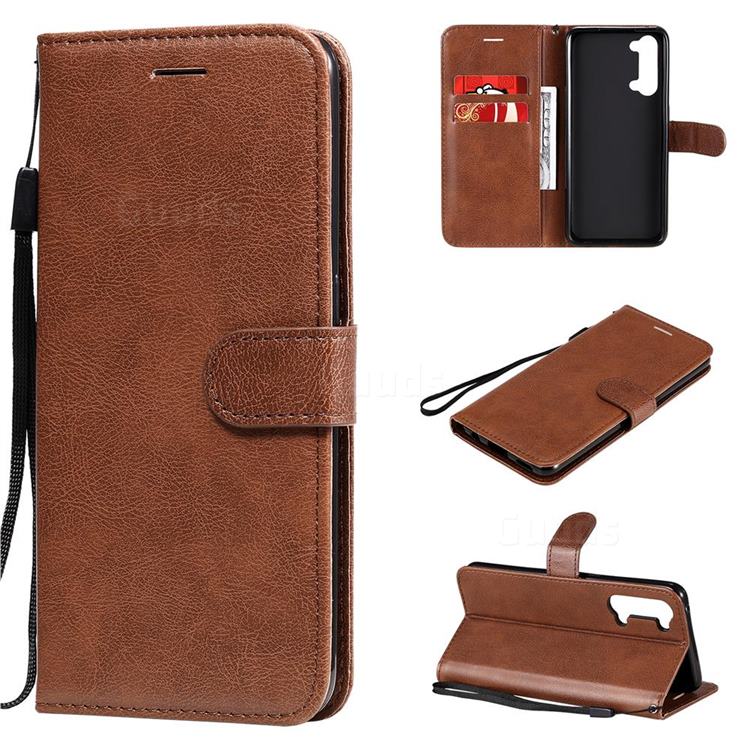 Retro Greek Classic Smooth PU Leather Wallet Phone Case for Oppo Find X2 Lite - Brown
