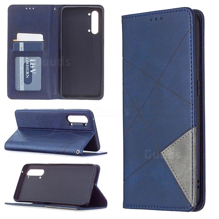 Prismatic Slim Magnetic Sucking Stitching Wallet Flip Cover for Oppo Find X2 Lite - Blue