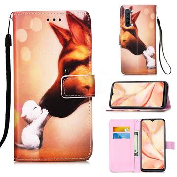 Hound Kiss Matte Leather Wallet Phone Case for Oppo Find X2 Lite