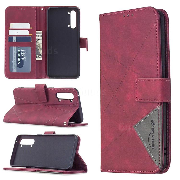 Binfen Color BF05 Prismatic Slim Wallet Flip Cover for Oppo Find X2 Lite - Red