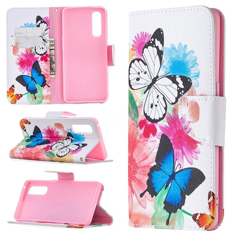 Vivid Flying Butterflies Leather Wallet Case for Oppo Find X2 Neo