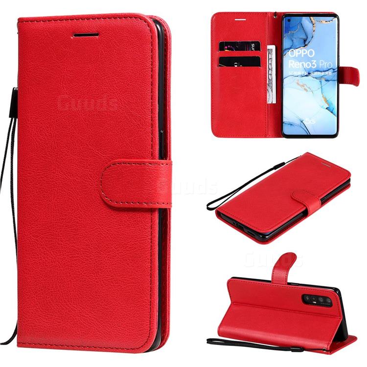 Retro Greek Classic Smooth PU Leather Wallet Phone Case for Oppo Find X2 Neo - Red
