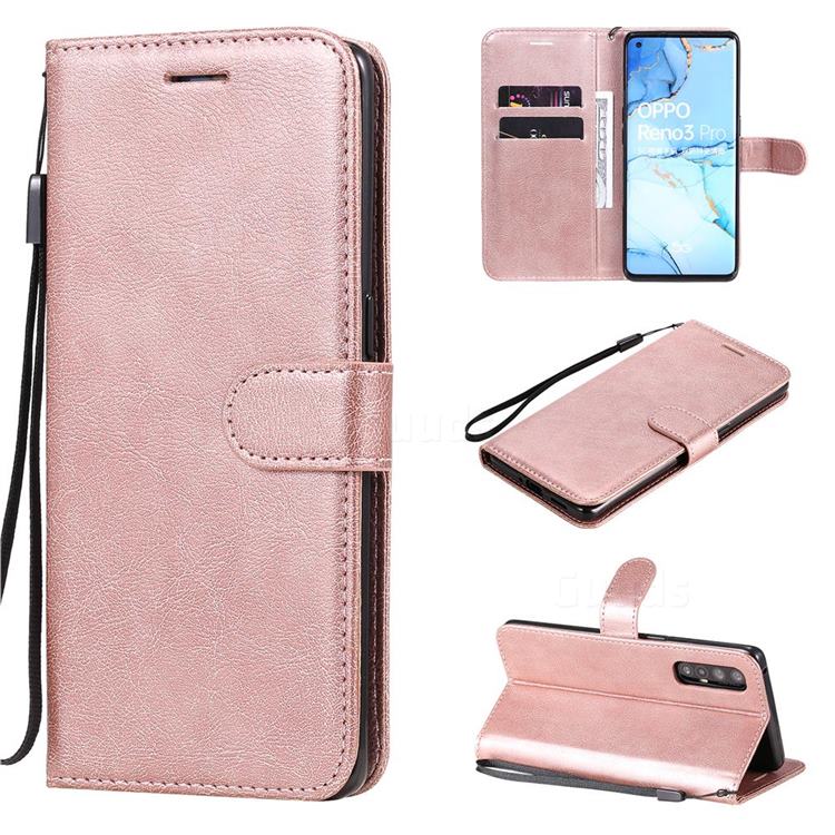 Retro Greek Classic Smooth PU Leather Wallet Phone Case for Oppo Find X2 Neo - Rose Gold