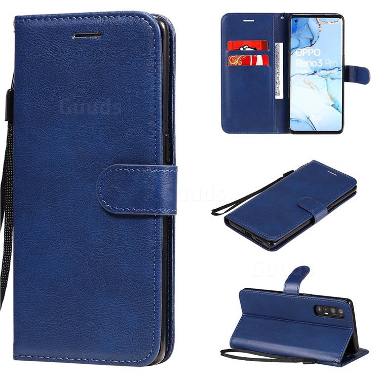 Retro Greek Classic Smooth PU Leather Wallet Phone Case for Oppo Find X2 Neo - Blue