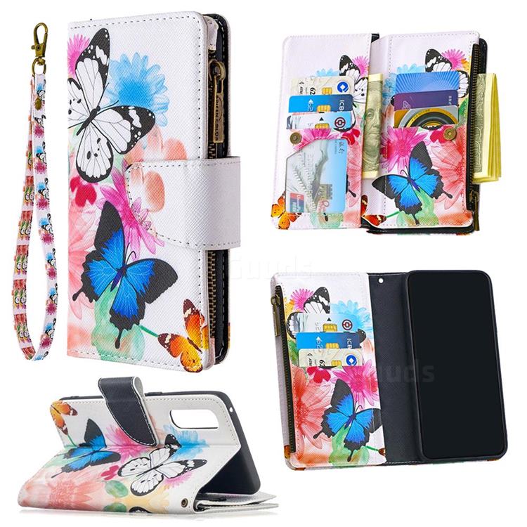 Vivid Flying Butterflies Binfen Color BF03 Retro Zipper Leather Wallet Phone Case for Oppo Find X2 Neo