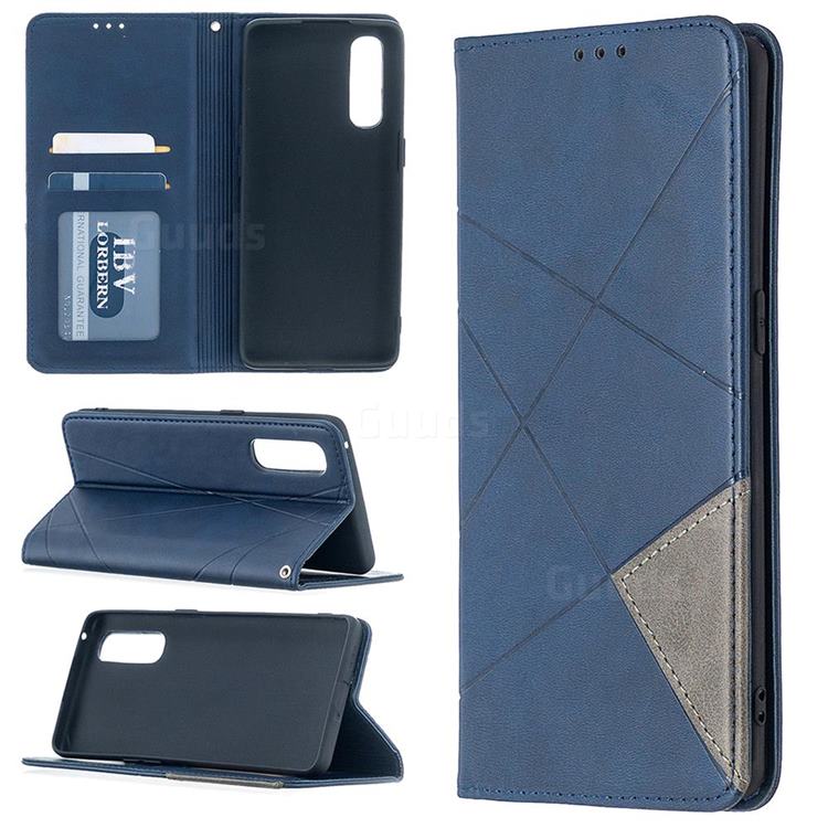 Prismatic Slim Magnetic Sucking Stitching Wallet Flip Cover for Oppo Find X2 Neo - Blue