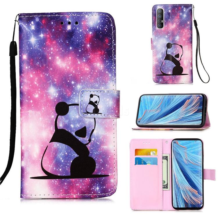 Panda Baby Matte Leather Wallet Phone Case for Oppo Find X2 Neo