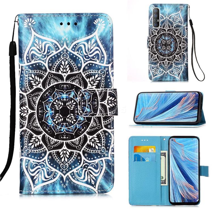 Underwater Mandala Matte Leather Wallet Phone Case for Oppo Find X2 Neo