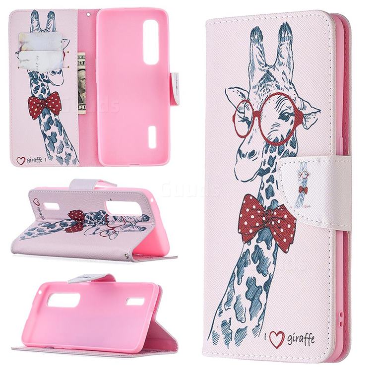 Glasses Giraffe Leather Wallet Case for Oppo Find X2 Pro
