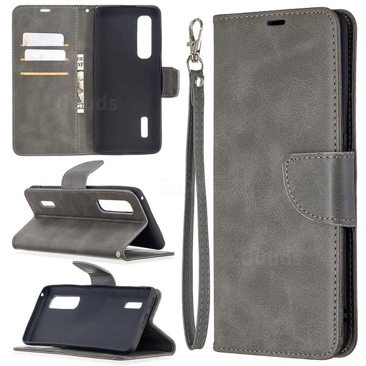 Classic Sheepskin PU Leather Phone Wallet Case for Oppo Find X2 Pro - Gray