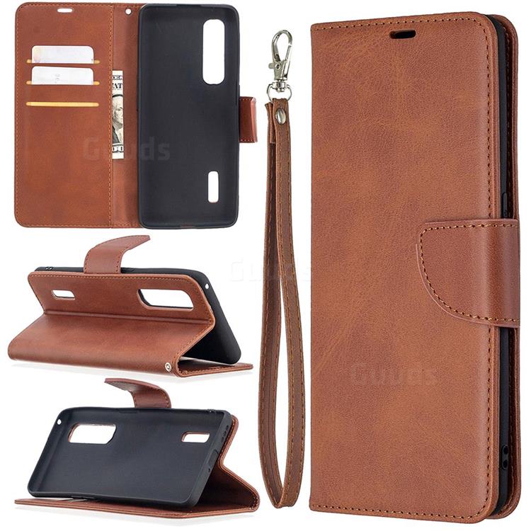 Classic Sheepskin PU Leather Phone Wallet Case for Oppo Find X2 Pro - Brown