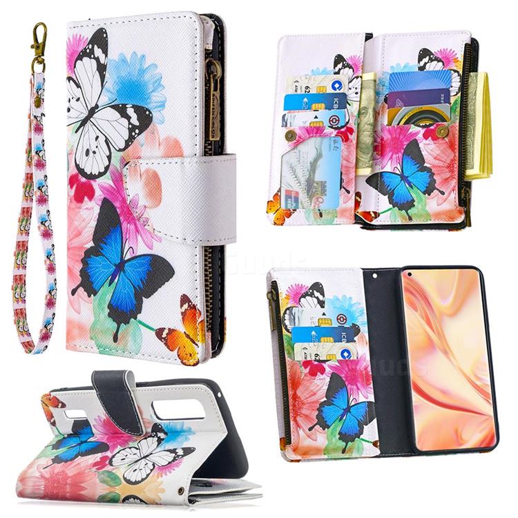 Vivid Flying Butterflies Binfen Color BF03 Retro Zipper Leather Wallet Phone Case for Oppo Find X2 Pro