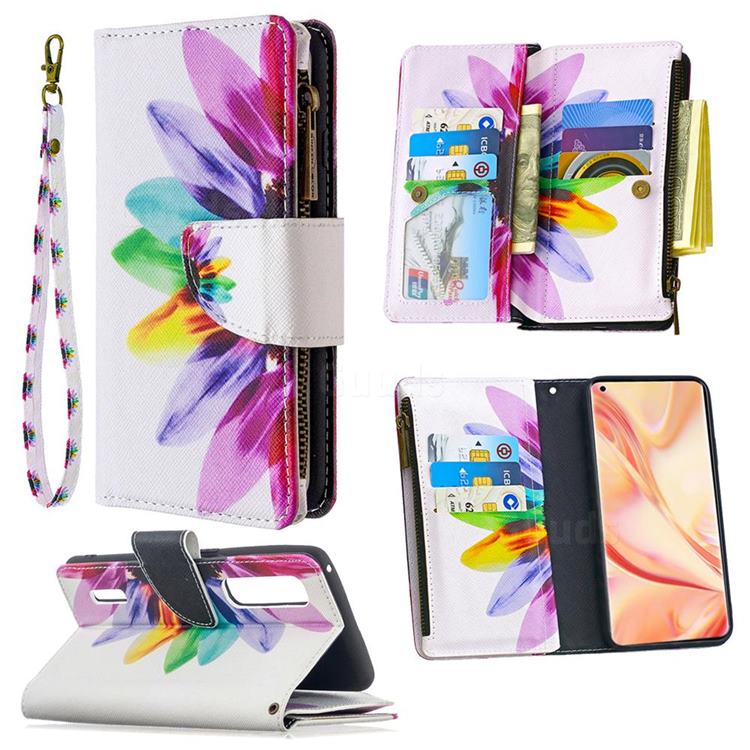 Seven-color Flowers Binfen Color BF03 Retro Zipper Leather Wallet Phone Case for Oppo Find X2 Pro
