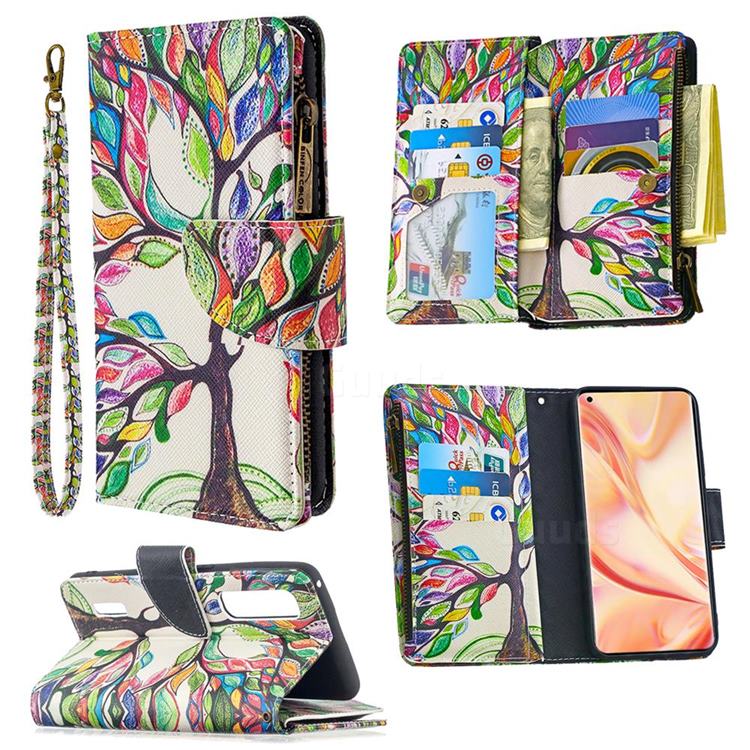 The Tree of Life Binfen Color BF03 Retro Zipper Leather Wallet Phone Case for Oppo Find X2 Pro