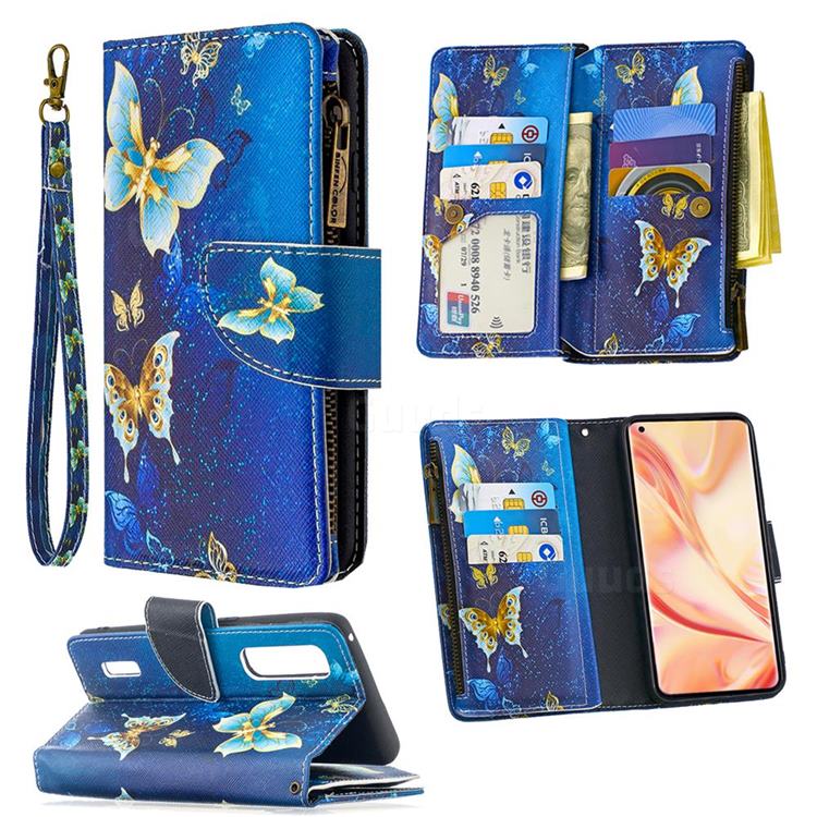 Golden Butterflies Binfen Color BF03 Retro Zipper Leather Wallet Phone Case for Oppo Find X2 Pro