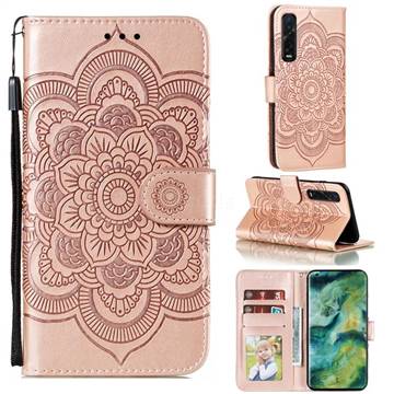 Intricate Embossing Datura Solar Leather Wallet Case for Oppo Find X2 Pro - Rose Gold