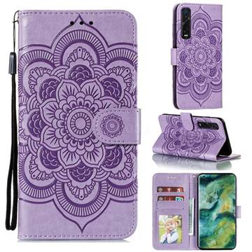 Intricate Embossing Datura Solar Leather Wallet Case for Oppo Find X2 Pro - Purple
