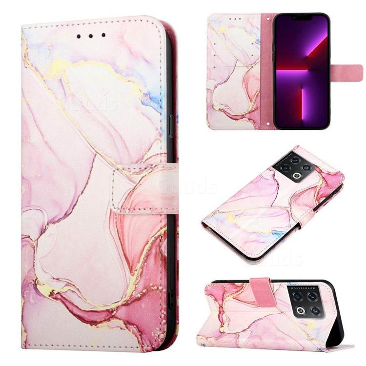 Rose Gold Marble Leather Wallet Protective Case for OnePlus 10 Pro