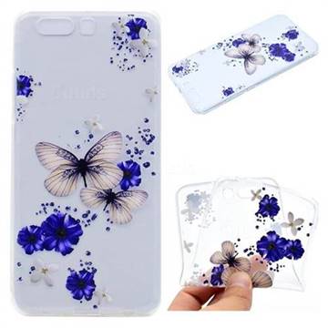 Blue Butterfly Flowers Super Clear Soft TPU Back Cover for OnePlus 5