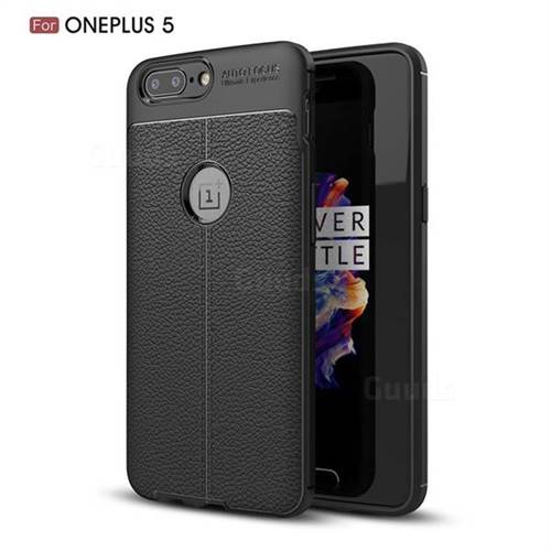 Luxury Auto Focus Litchi Texture Silicone TPU Back Cover for OnePlus 5 - Black