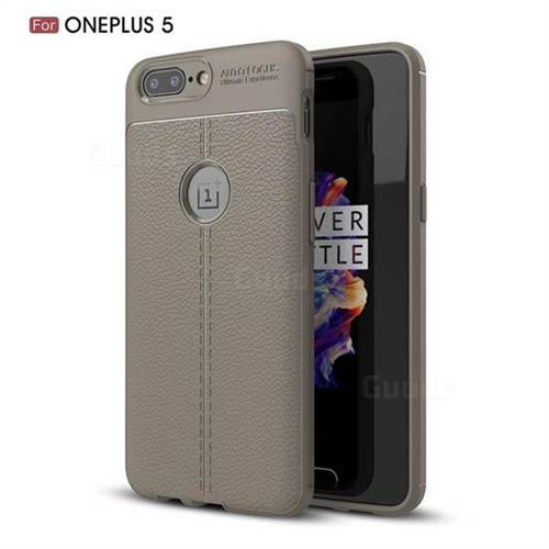Luxury Auto Focus Litchi Texture Silicone TPU Back Cover for OnePlus 5 - Gray