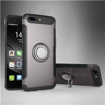 Armor Anti Drop Carbon PC + Silicon Invisible Ring Holder Phone Case for OnePlus 5 - Grey