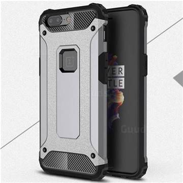 King Kong Armor Premium Shockproof Dual Layer Rugged Hard Cover for OnePlus 5 - Silver Grey