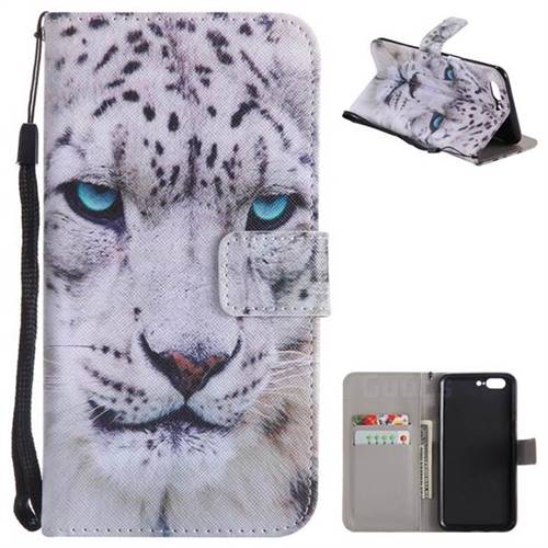 White Leopard PU Leather Wallet Case for OnePlus 5