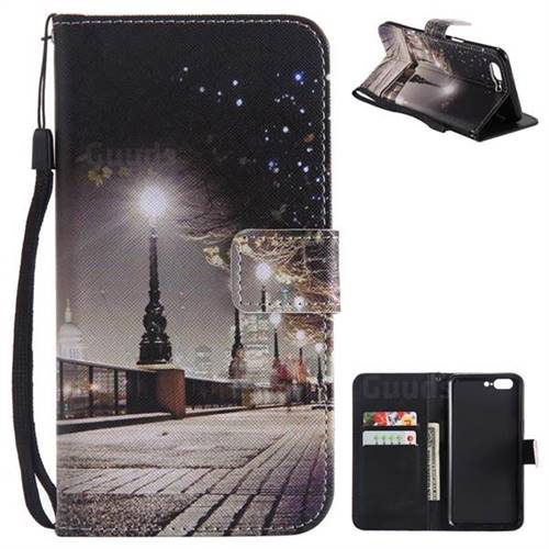 City Night View PU Leather Wallet Case for OnePlus 5